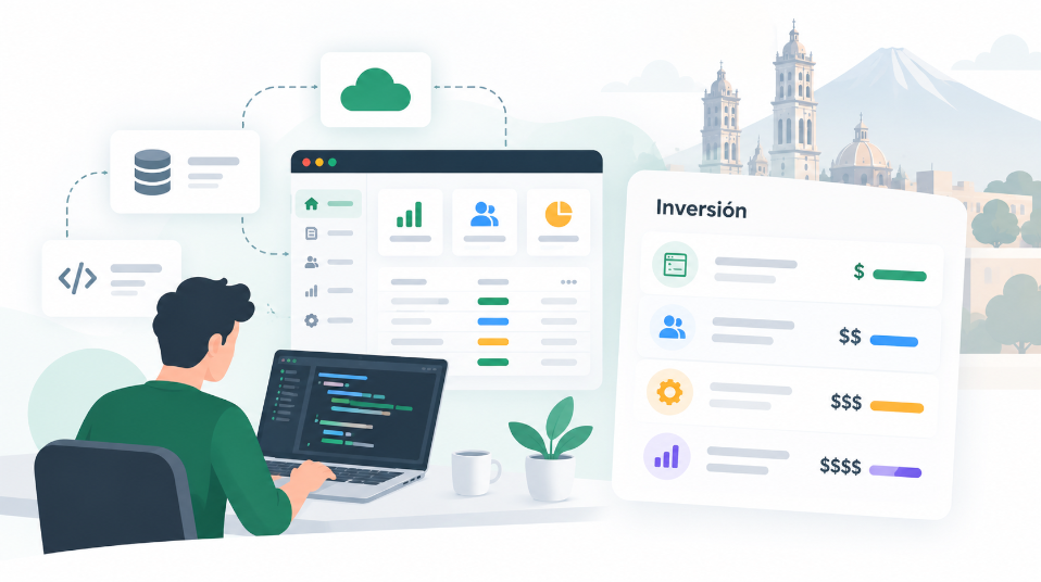 Ilustración de un sistema web y los factores que influyen en su cotización.
